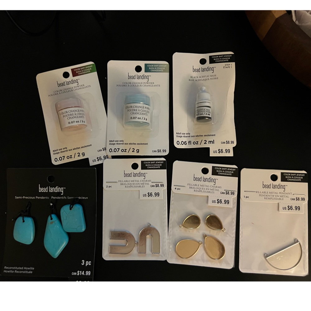 Bead Landing bundle metal charms, pendants, color changing powder & acrylic base